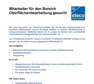 StellenanzeigeOberfläche